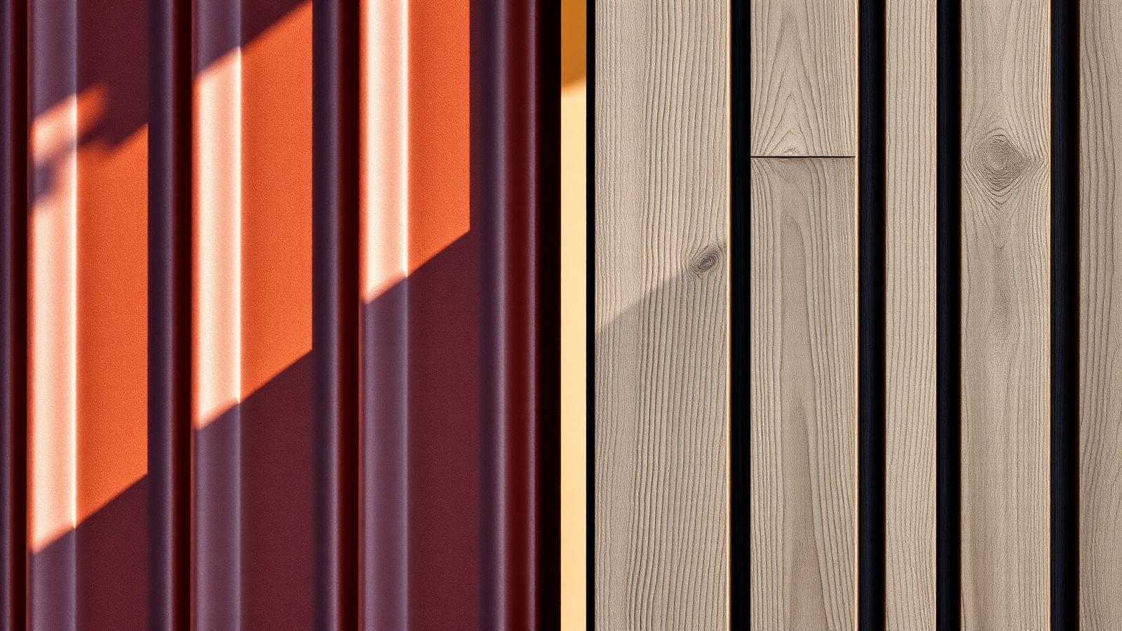 Detalhe de fachada combinando aço corten e ripado de madeira nobre