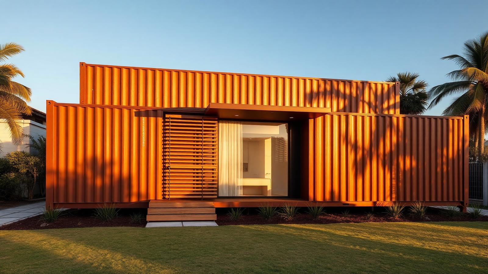 Fachada modular com aço corten e ripado de madeira nobre