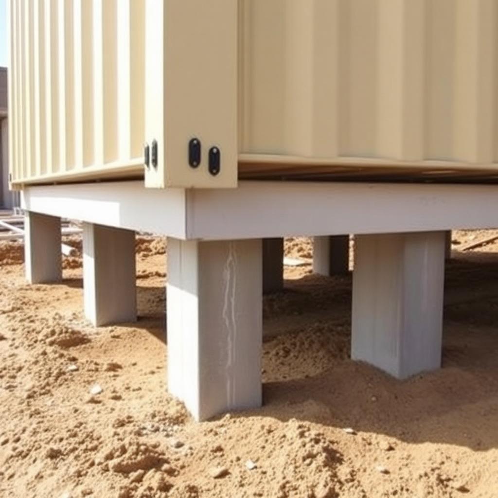 Fundação em sapatas isoladas sob container modular