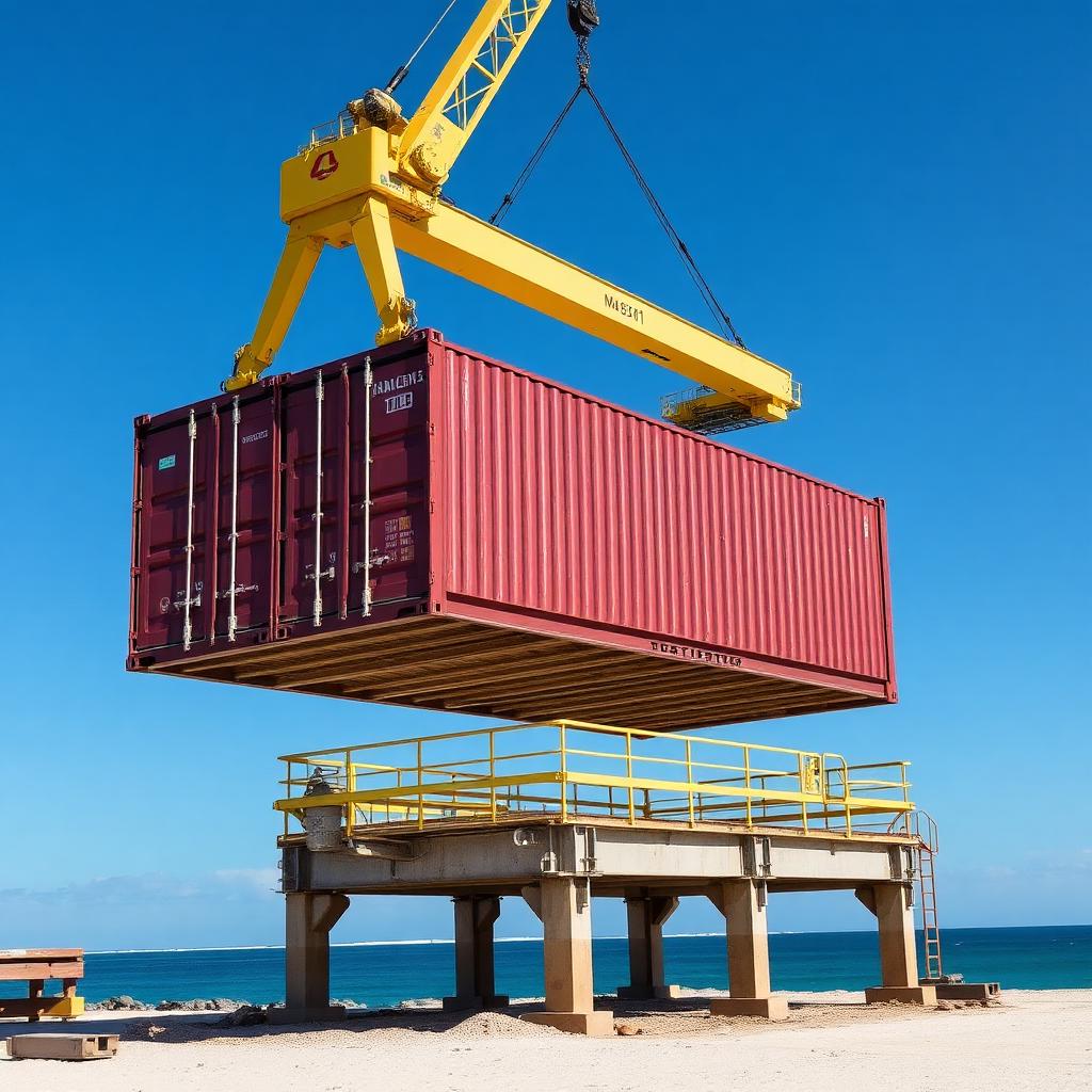 Içamento de módulo container em terreno costeiro